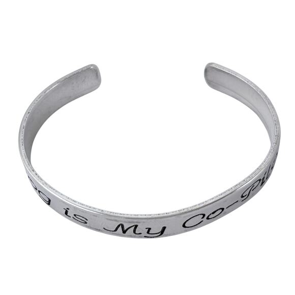 Dog Is My Co-Pilot H&H Cuff Bracelet | Vintage Sterling Silver 925 | 6.5" - Picture 4 of 11
